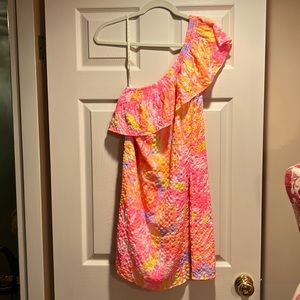 Lilly Pulitzer One Shoulder Dress - Pink and Orange